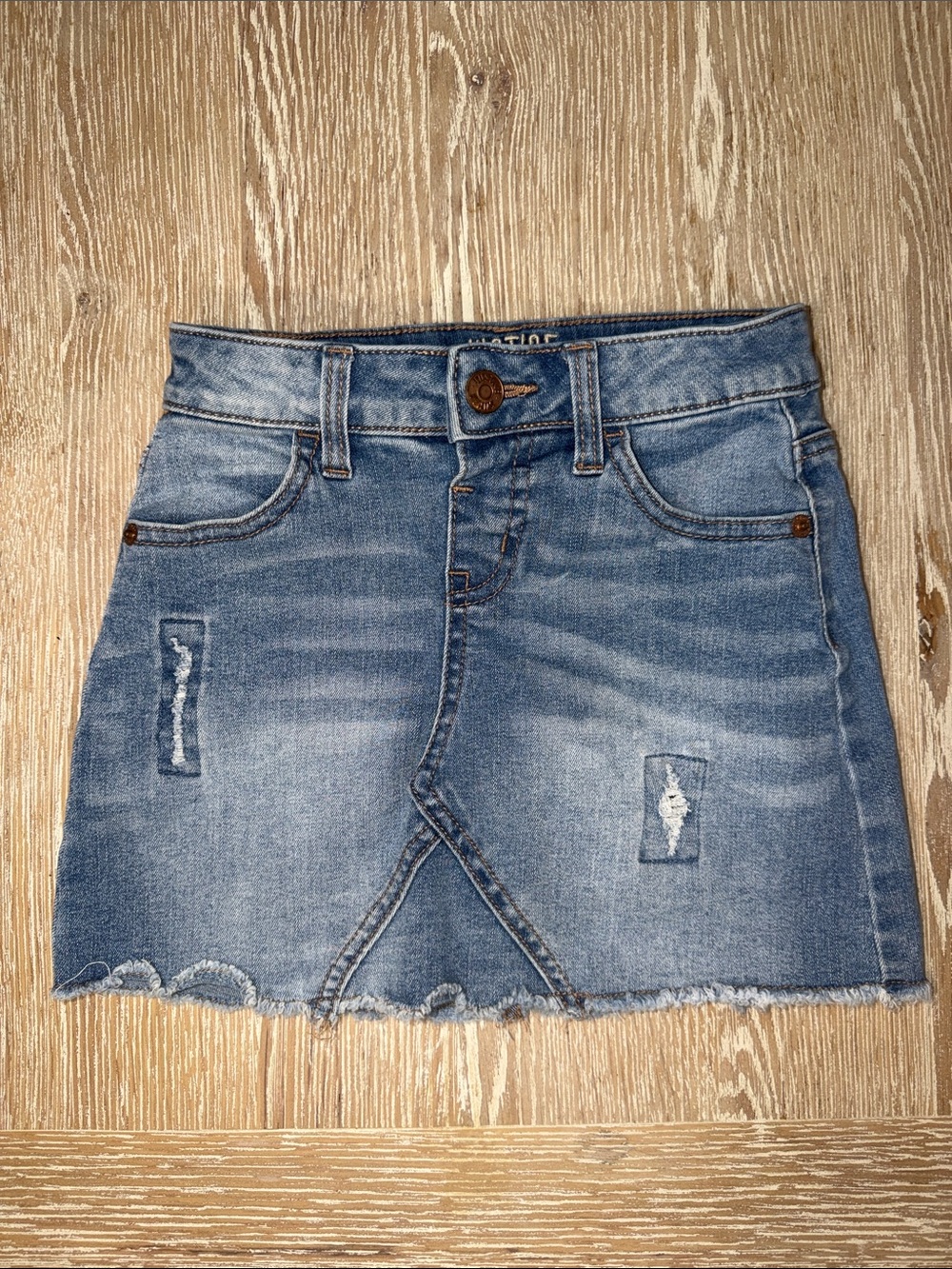 Justice Girls Blue Denim Skirt with built in elastic shorts